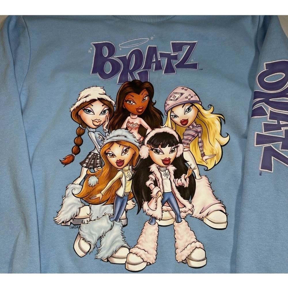 Y2K Bratz Crewneck Sweatshirt Women's Small Blue Graphic Print Pullover